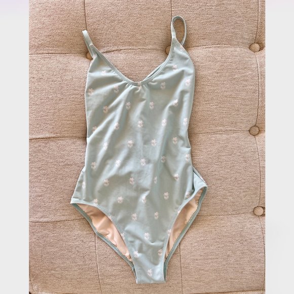 WILDFOX SWIM Rare Vintage Baby Blue Crest Classic One-Piece from Resort 2013, S - Picture 1 of 10